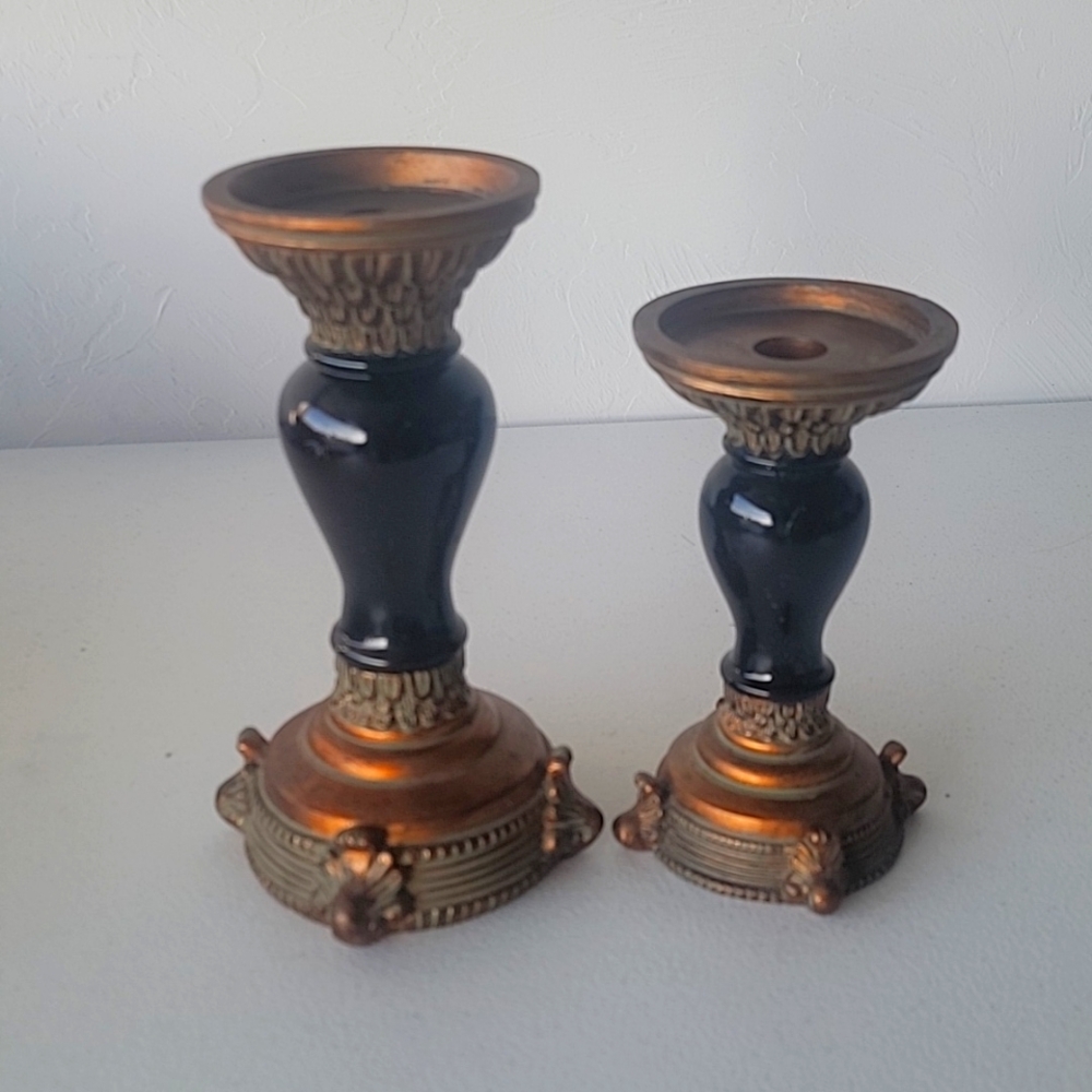 Home Interiors Candle Holders Copper Scroll Pillars